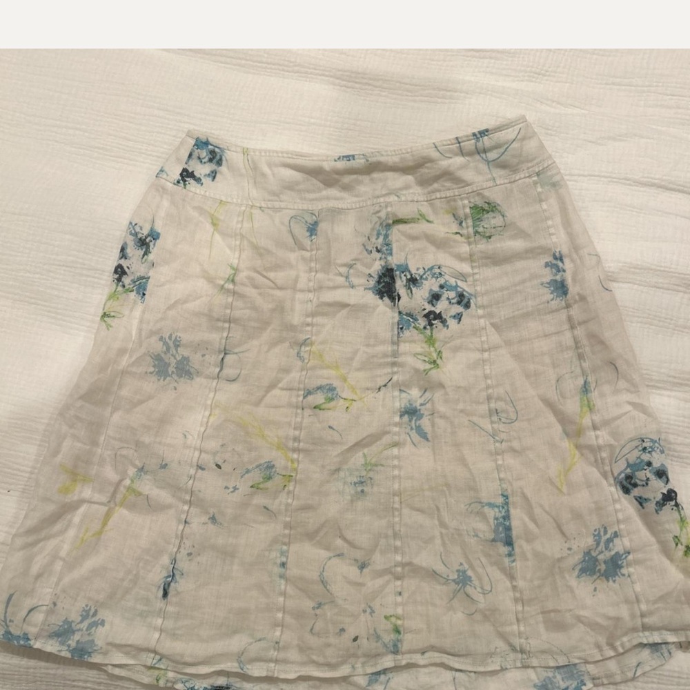 Ann Taylor A-Line Skirt with Blue and Green Floral Design
